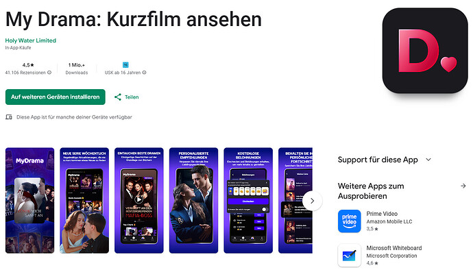 My Drama- App: Coins sammeln durch Werbung und täglichen "Check-Ins"